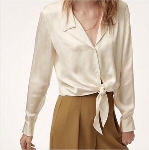 Wilfred Satin Tie-Front Blouse